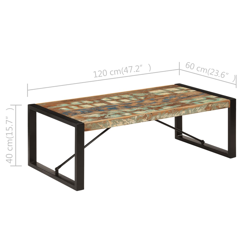 vidaXL Coffee Table 47.2"x23.6"x15.7" Solid Reclaimed Wood-4