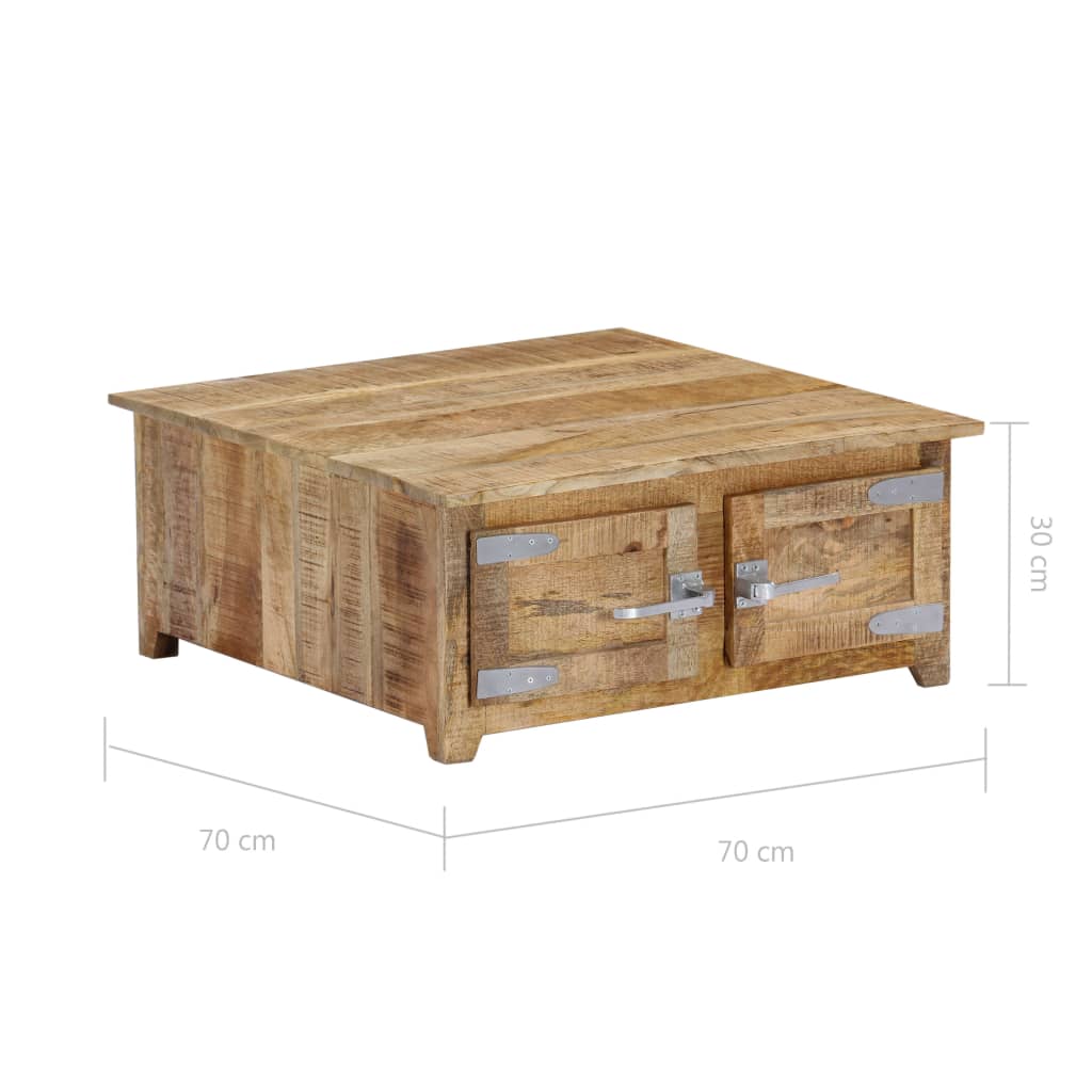 vidaXL Coffee Table 27.6"x27.6"x11.8" Solid Mango Wood-9