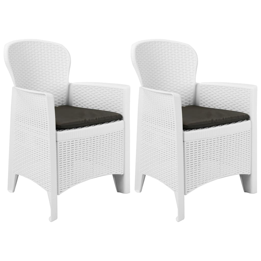 vidaXL Patio Chairs 2 Pcs Dining Single Chair with Cushion Plastic Rattan Look-0