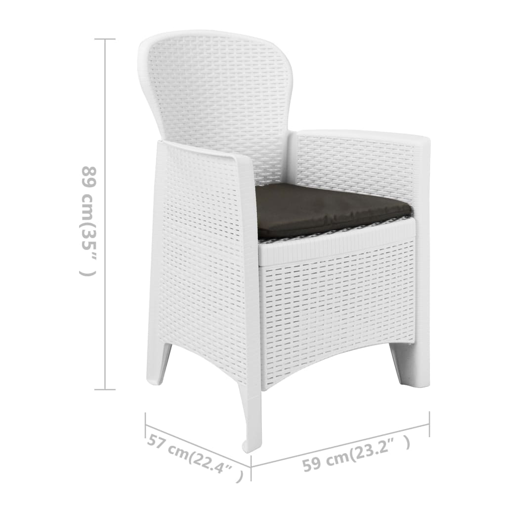 vidaXL Patio Chairs 2 Pcs Dining Single Chair with Cushion Plastic Rattan Look-1