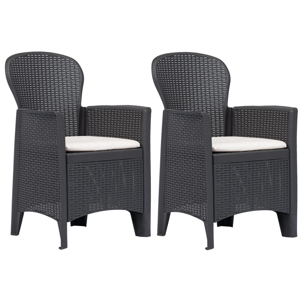 vidaXL Patio Chairs 2 Pcs Dining Single Chair with Cushion Plastic Rattan Look-2