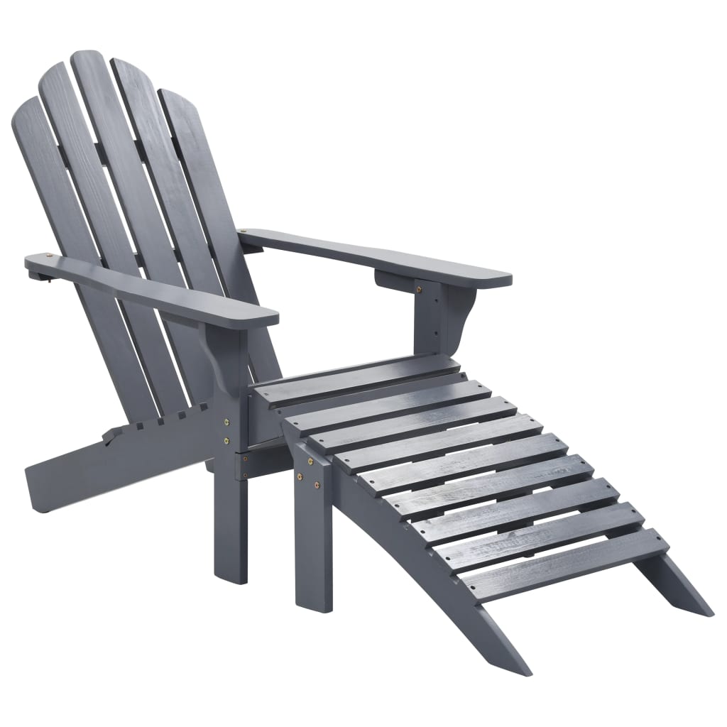 vidaXL Patio Chair Lawn Patio Adirondack Chair for Outdoor with Ottoman Wood-6