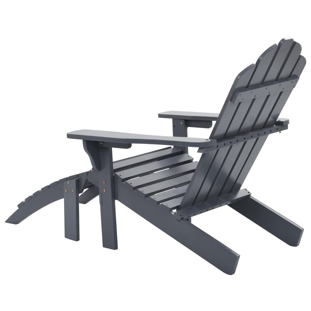 vidaXL Patio Chair Lawn Patio Adirondack Chair for Outdoor with Ottoman Wood-9