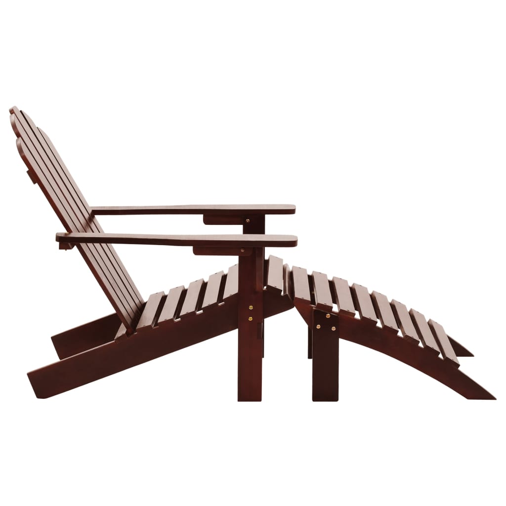 vidaXL Patio Chair Lawn Patio Adirondack Chair for Outdoor with Ottoman Wood-3