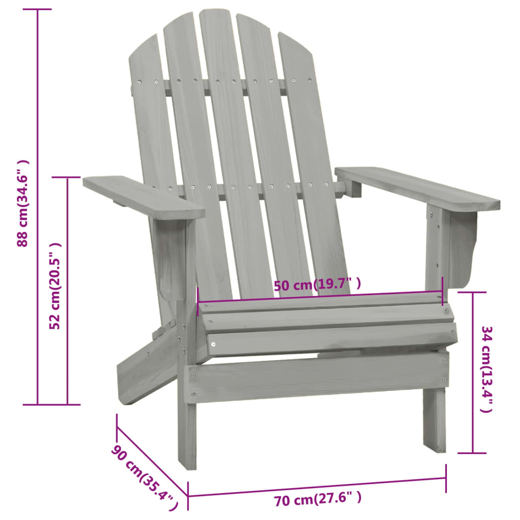 vidaXL Patio Chair Lawn Patio Adirondack Chair for Outdoor Porch Garden Wood-12