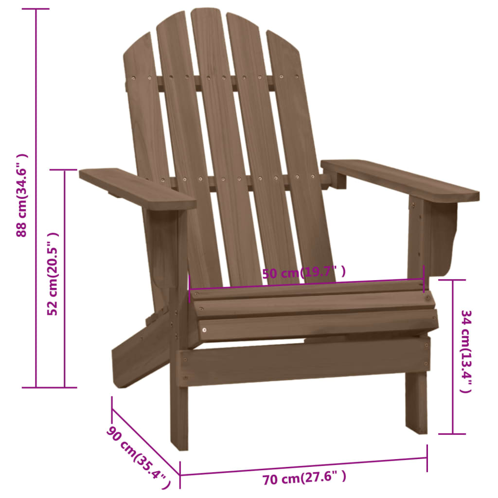 vidaXL Patio Chair Lawn Patio Adirondack Chair for Outdoor Porch Garden Wood-5