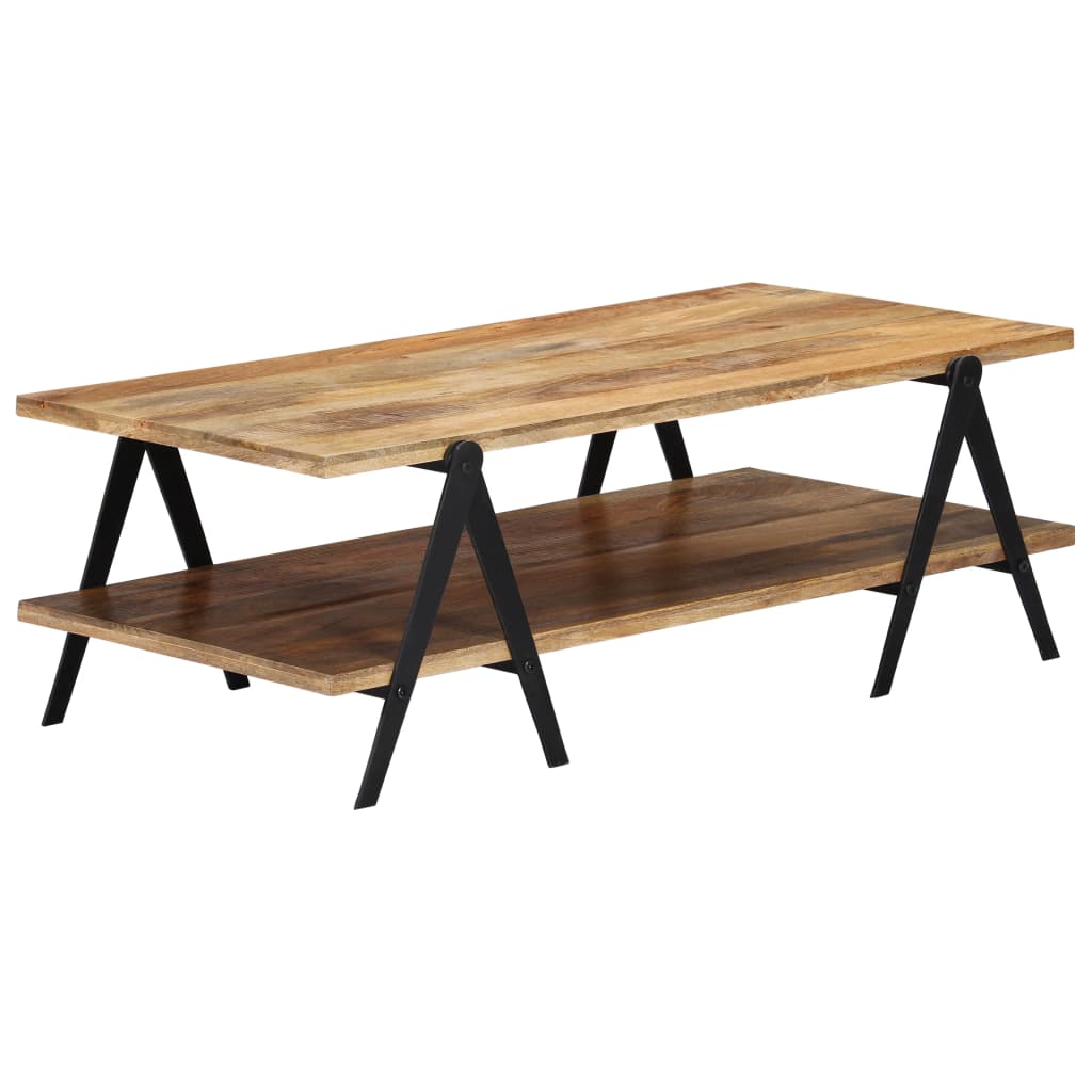 vidaXL Coffee Table End Table Sofa Table with Storage Shelf Solid Wood Mango-0