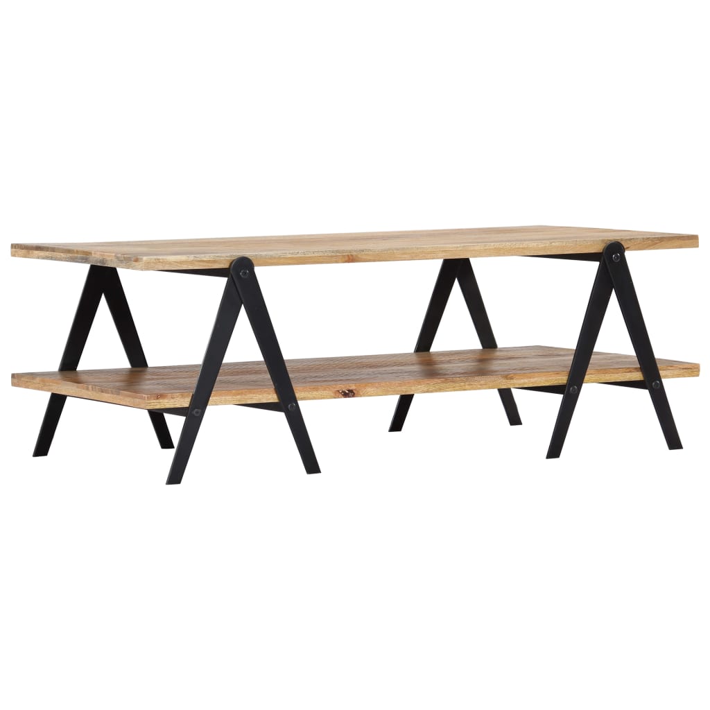 vidaXL Coffee Table End Table Sofa Table with Storage Shelf Solid Wood Mango-4