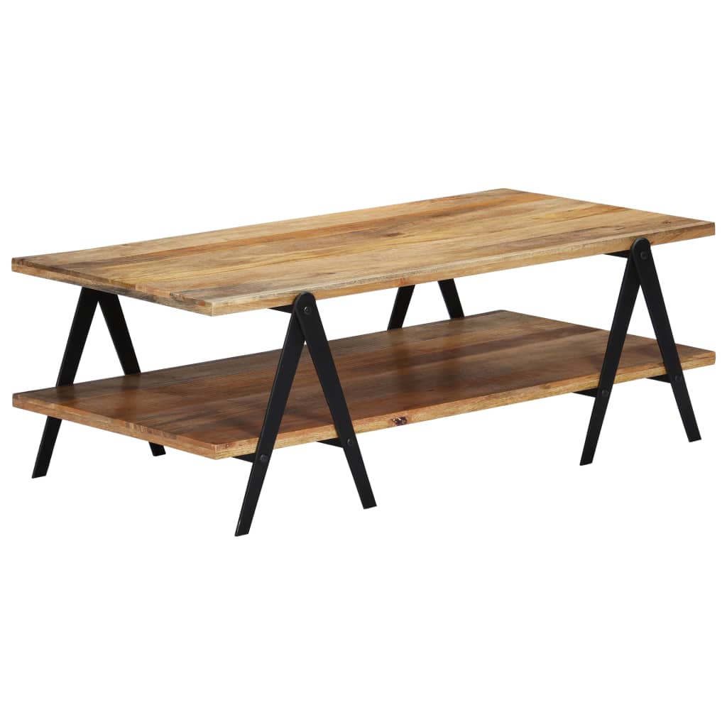 vidaXL Coffee Table End Table Sofa Table with Storage Shelf Solid Wood Mango-5