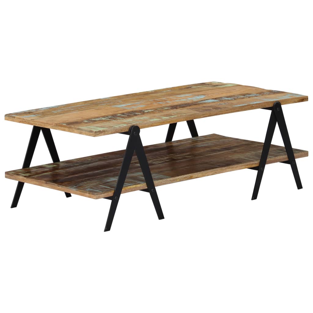 vidaXL Coffee Table End Table Sofa Table with Storage Shelf Solid Wood Mango-6