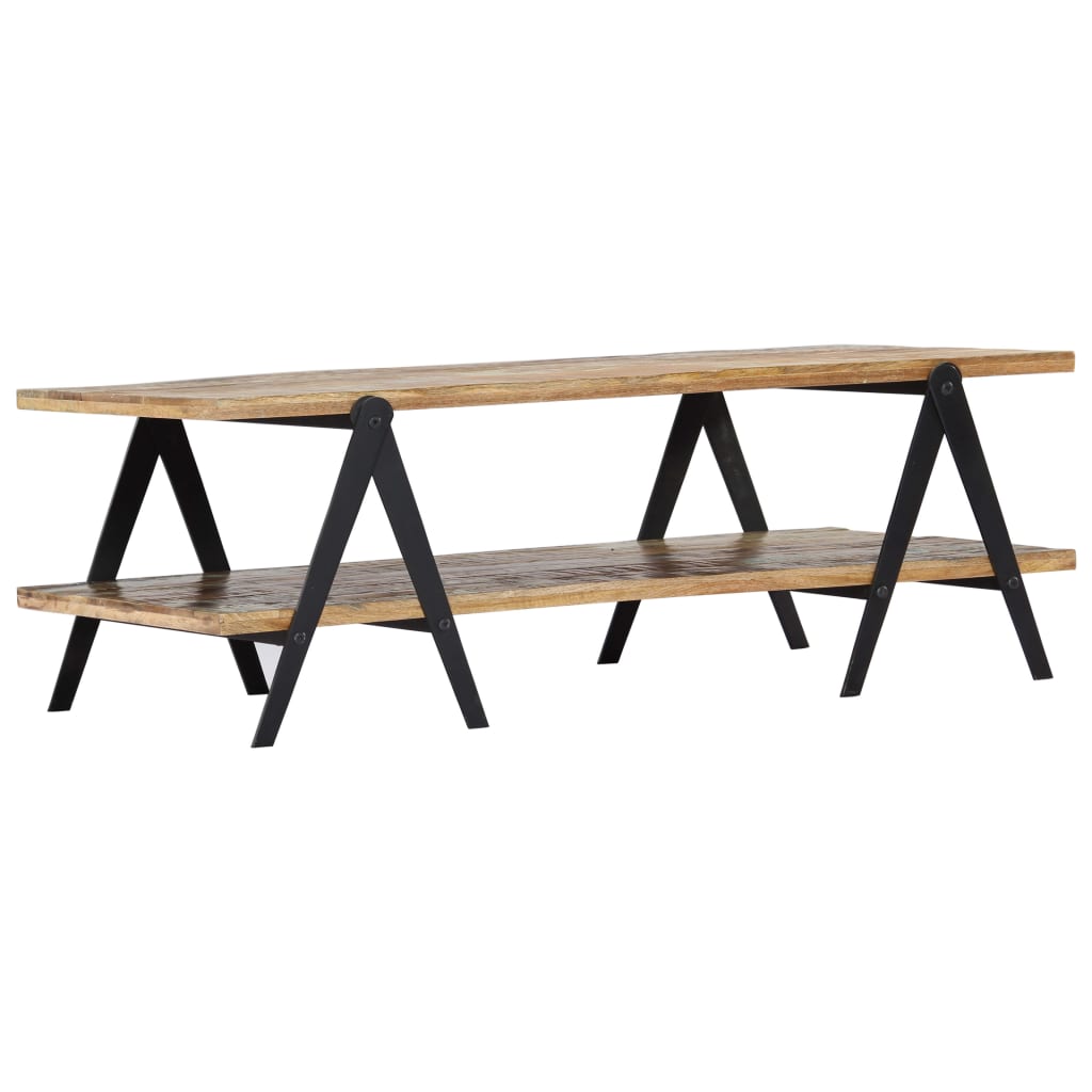 vidaXL Coffee Table End Table Sofa Table with Storage Shelf Solid Wood Mango-8