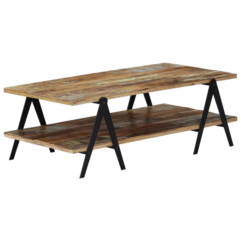 vidaXL Coffee Table End Table Sofa Table with Storage Shelf Solid Wood Mango-11