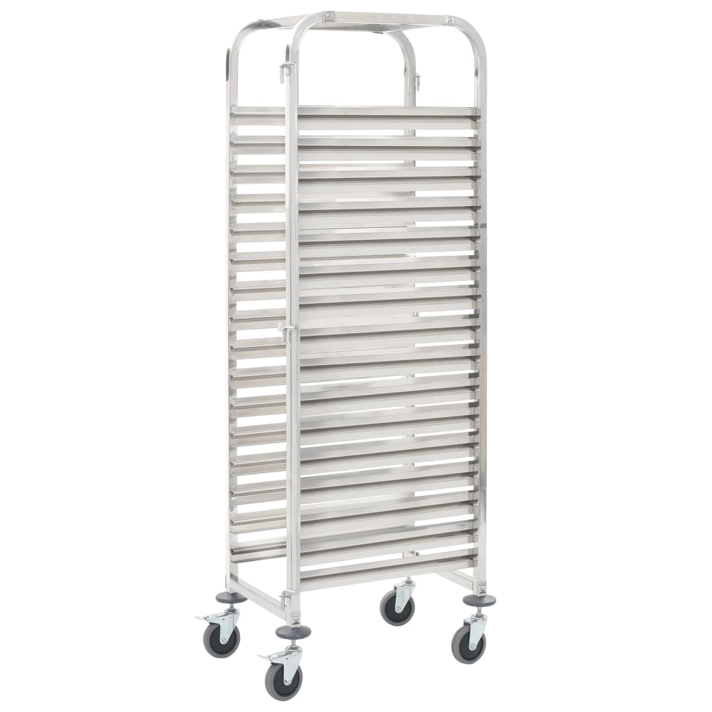 vidaXL Kitchen Trolley for 16 Trays 15"x21.7"x64.2" Stainless Steel-0