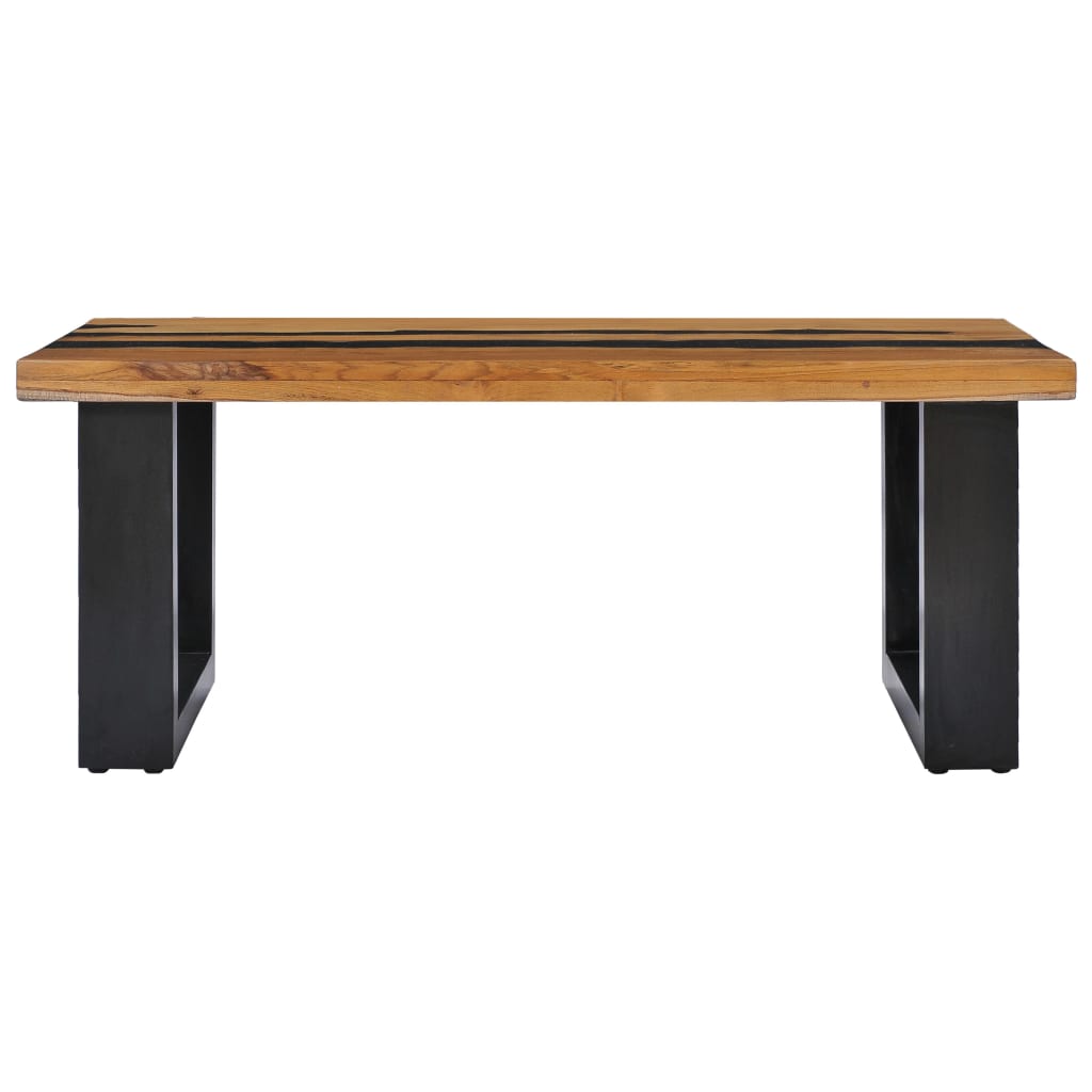 vidaXL Coffee Table 39.3"x19.6"x15.7" Solid Teak Wood and Lava Stone-1