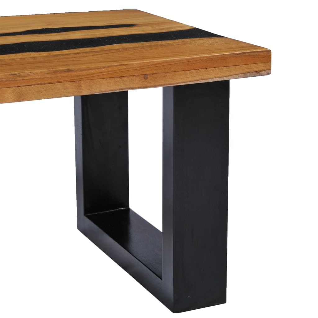 vidaXL Coffee Table 39.3"x19.6"x15.7" Solid Teak Wood and Lava Stone-3
