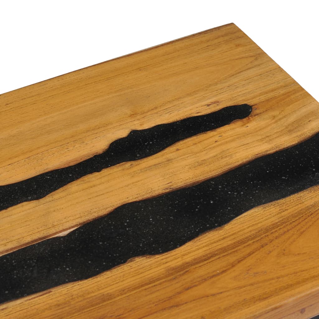 vidaXL Coffee Table 39.3"x19.6"x15.7" Solid Teak Wood and Lava Stone-4