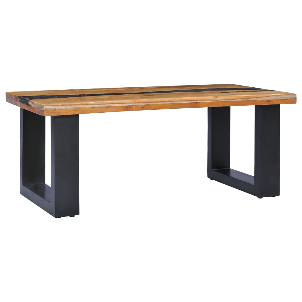 vidaXL Coffee Table 39.3"x19.6"x15.7" Solid Teak Wood and Polyresin-2