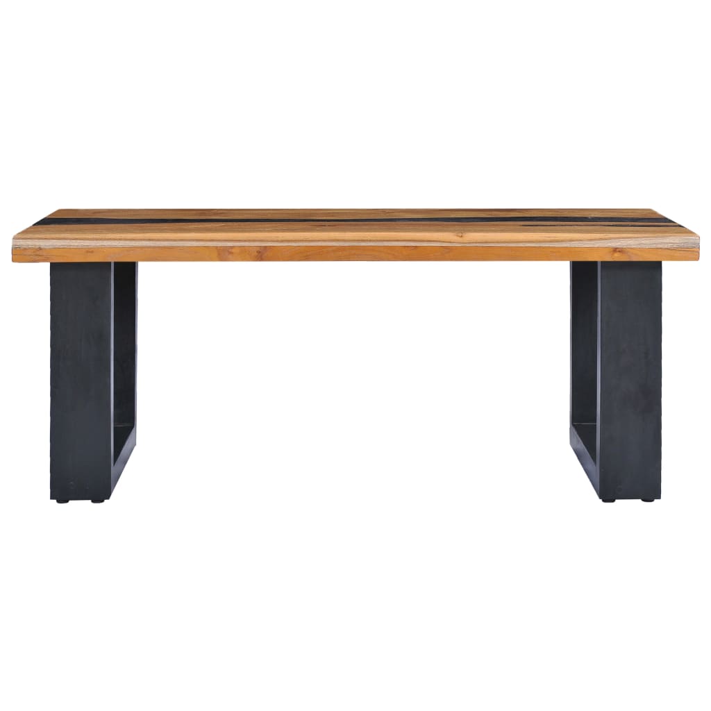 vidaXL Coffee Table 39.3"x19.6"x15.7" Solid Teak Wood and Polyresin-3