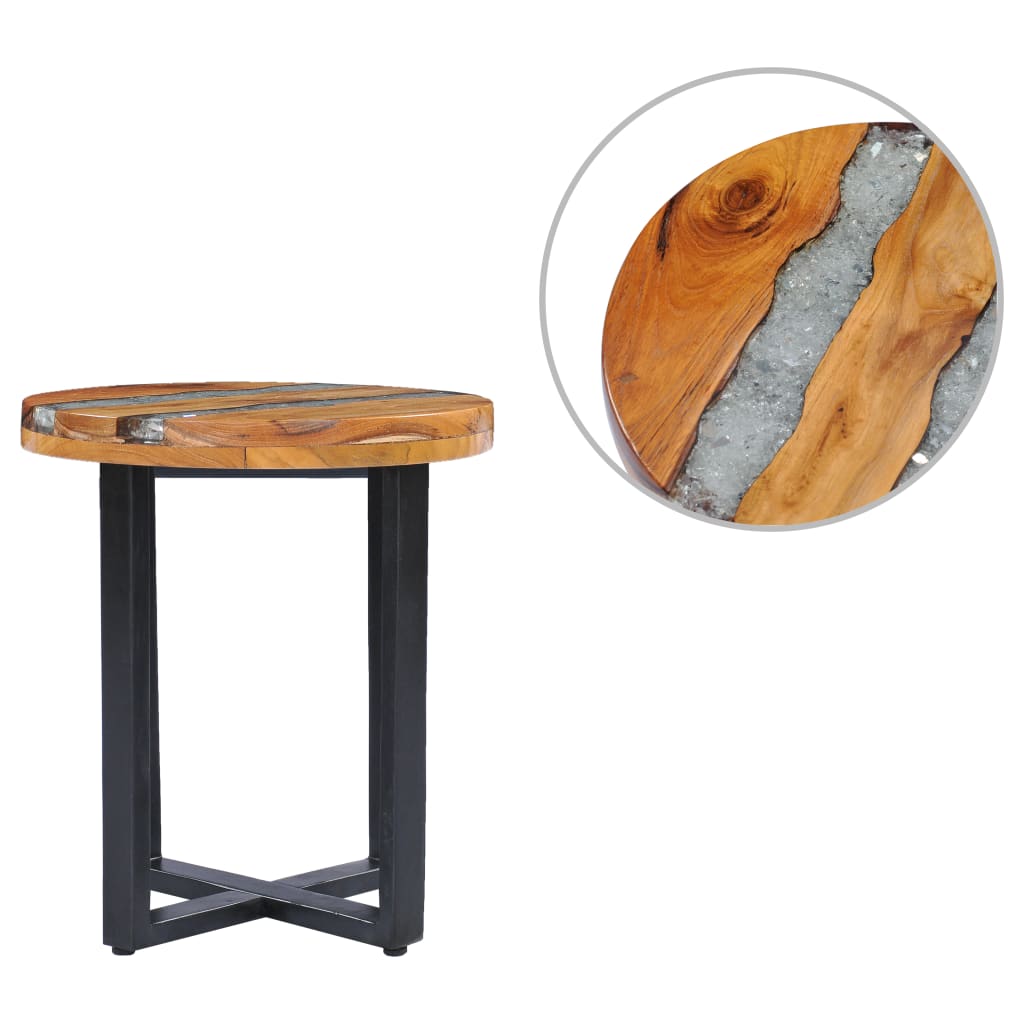 vidaXL Coffee Table 15.7"x17.7" Solid Teak Wood and Polyresin-0