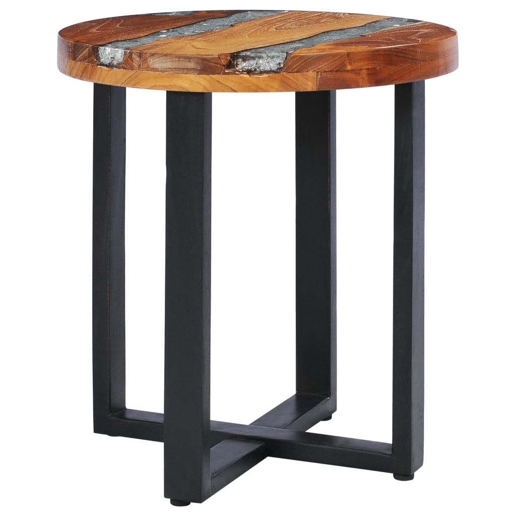 vidaXL Coffee Table 15.7"x17.7" Solid Teak Wood and Polyresin-1