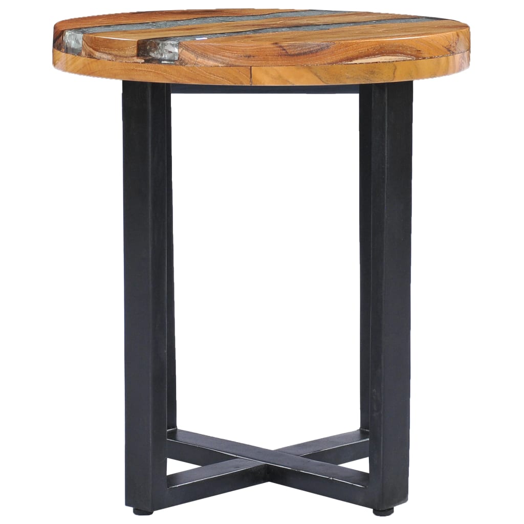 vidaXL Coffee Table 15.7"x17.7" Solid Teak Wood and Polyresin-3