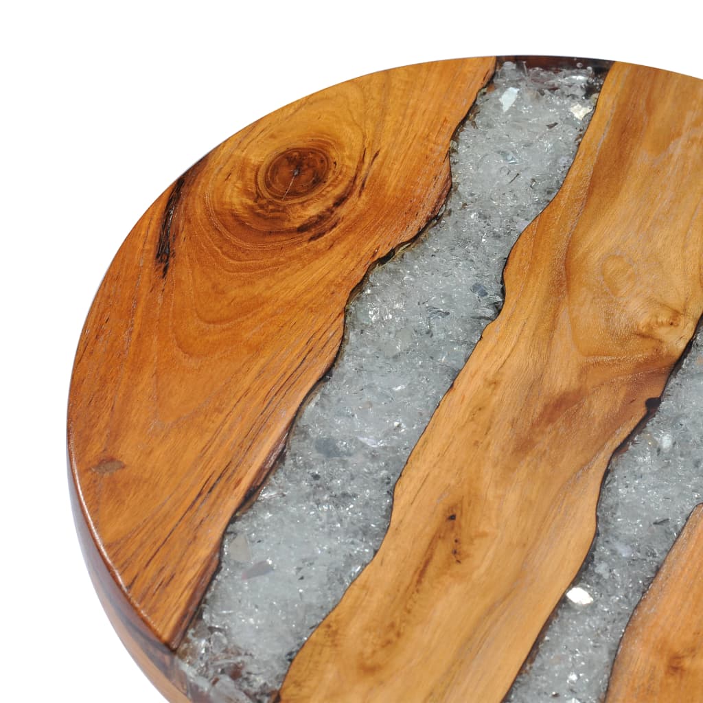 vidaXL Coffee Table 15.7"x17.7" Solid Teak Wood and Polyresin-5