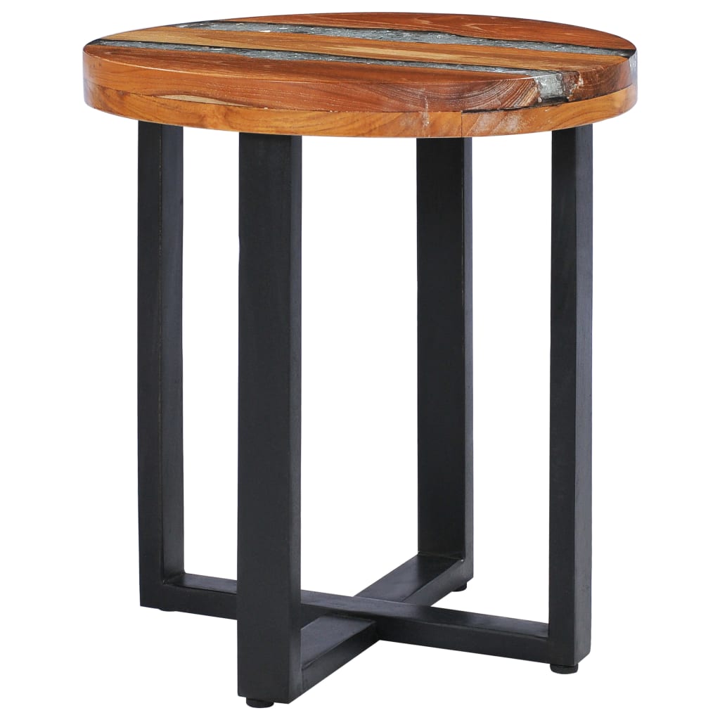 vidaXL Coffee Table 15.7"x17.7" Solid Teak Wood and Polyresin-8