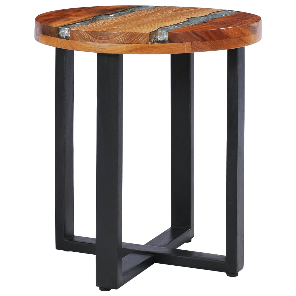 vidaXL Coffee Table 15.7"x17.7" Solid Teak Wood and Polyresin-9