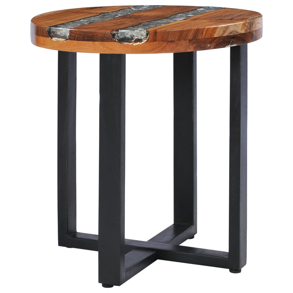 vidaXL Coffee Table 15.7"x17.7" Solid Teak Wood and Polyresin-10