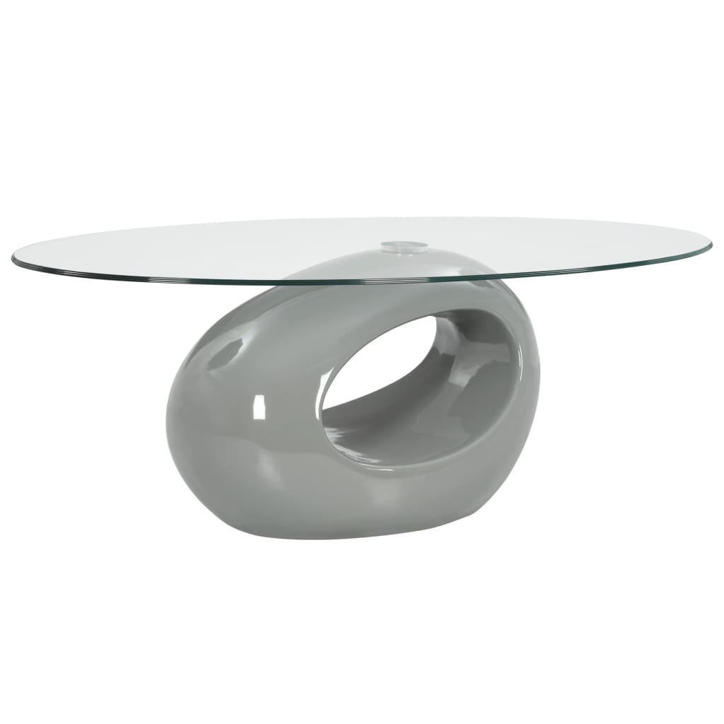 vidaXL Coffee Table Living Room End Table Side Sofa Table with Oval Glass Top-12