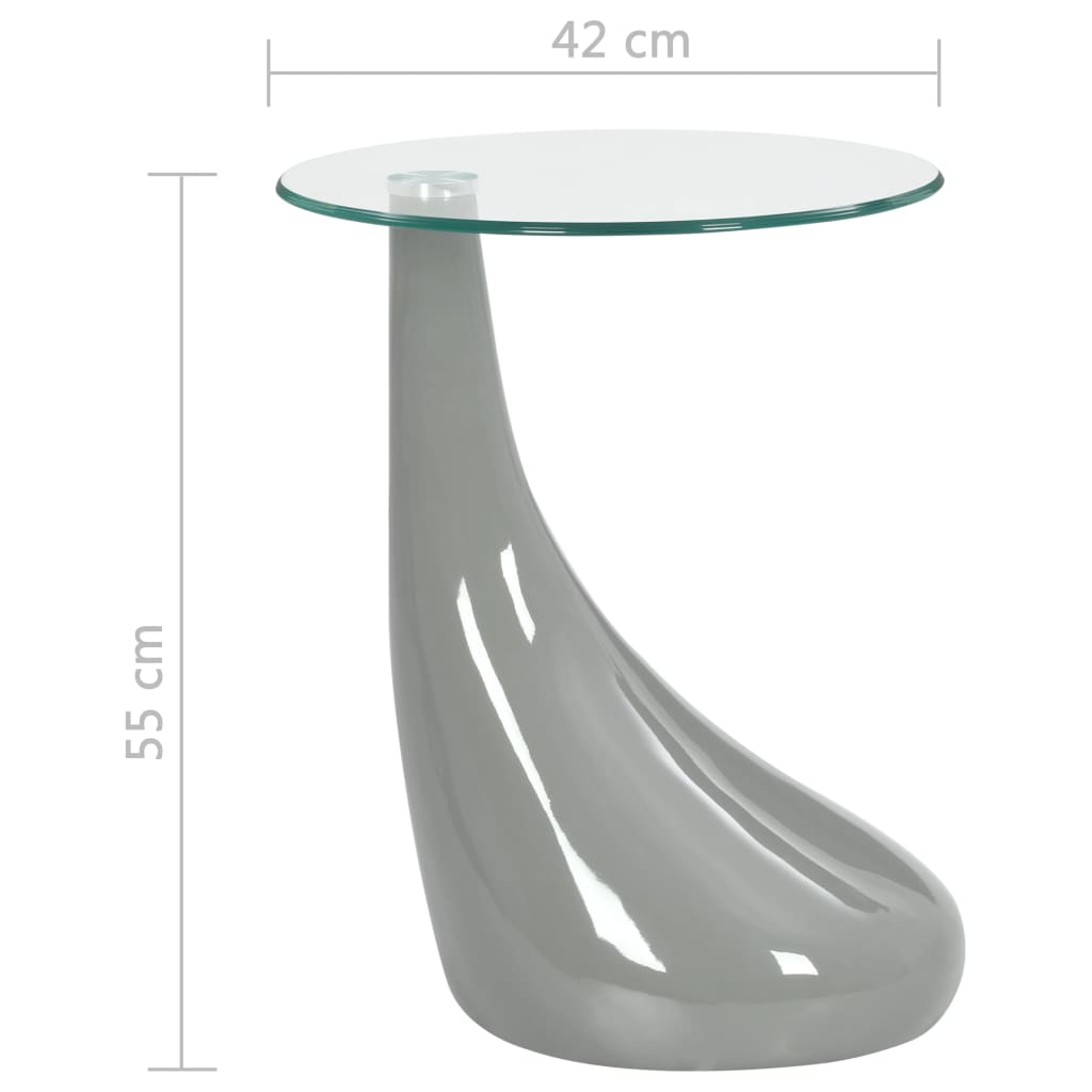vidaXL Coffee Table End Table Living Room Side Table with Round Glass Top-30