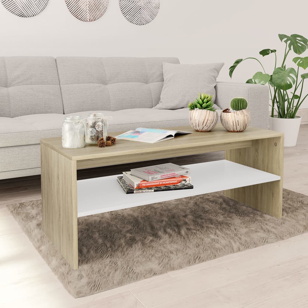 vidaXL Coffee Table End Table Accent Sofa Table with Storage Engineered Wood-18