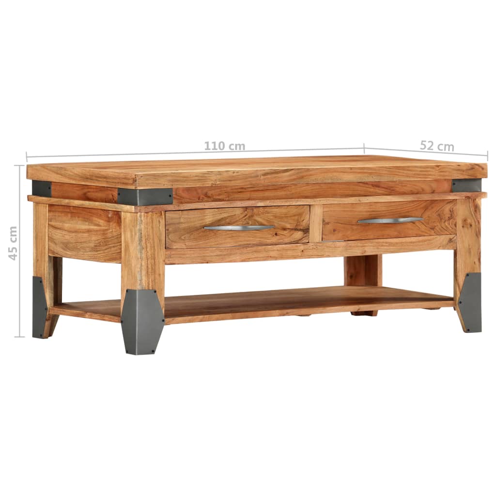 vidaXL Coffee Table 43.3"x20.5"x17.7" Solid Acacia Wood-6