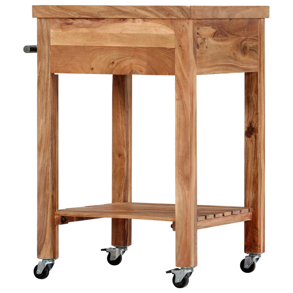 vidaXL Kitchen Cart Wooden Rolling Kitchen Trolley Stand Solid Wood Acacia-1