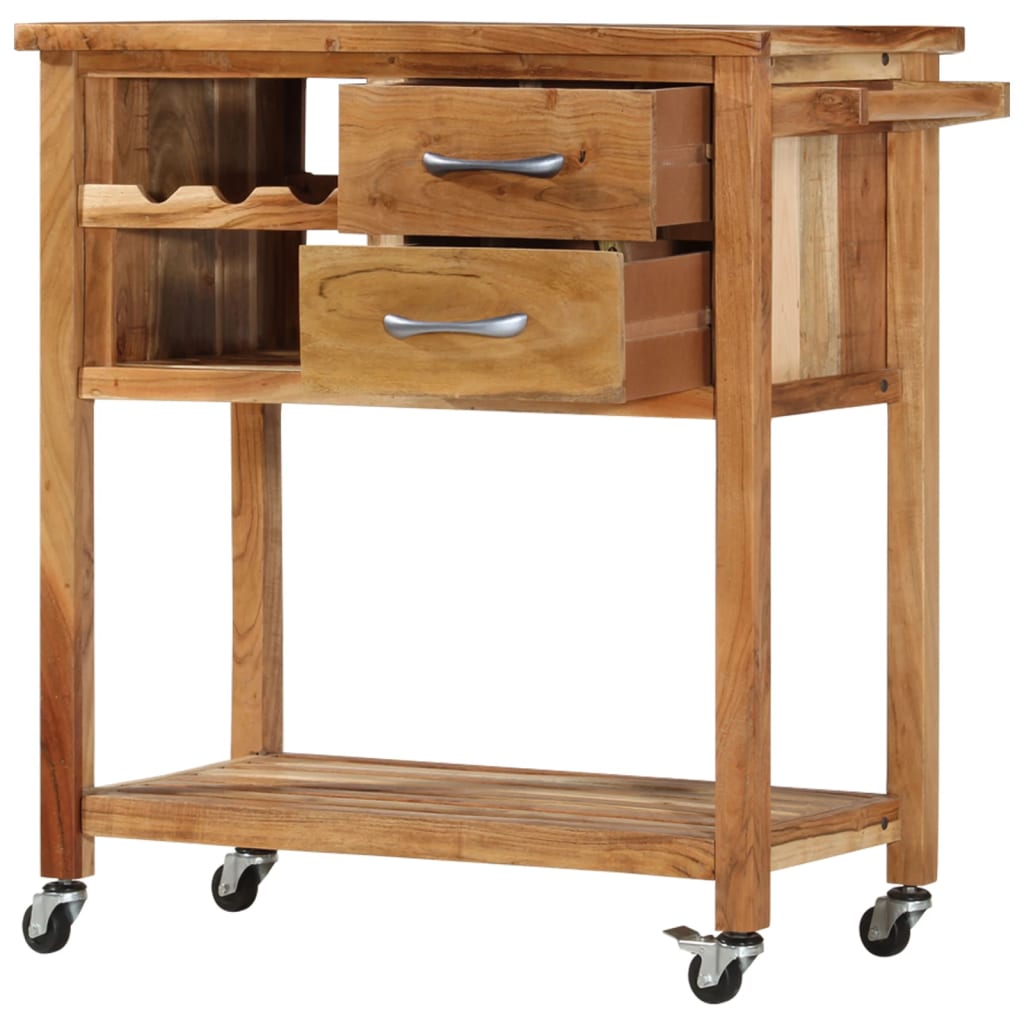 vidaXL Kitchen Trolley 31.5"x17.7"x35.8" Solid Wood Acacia-0