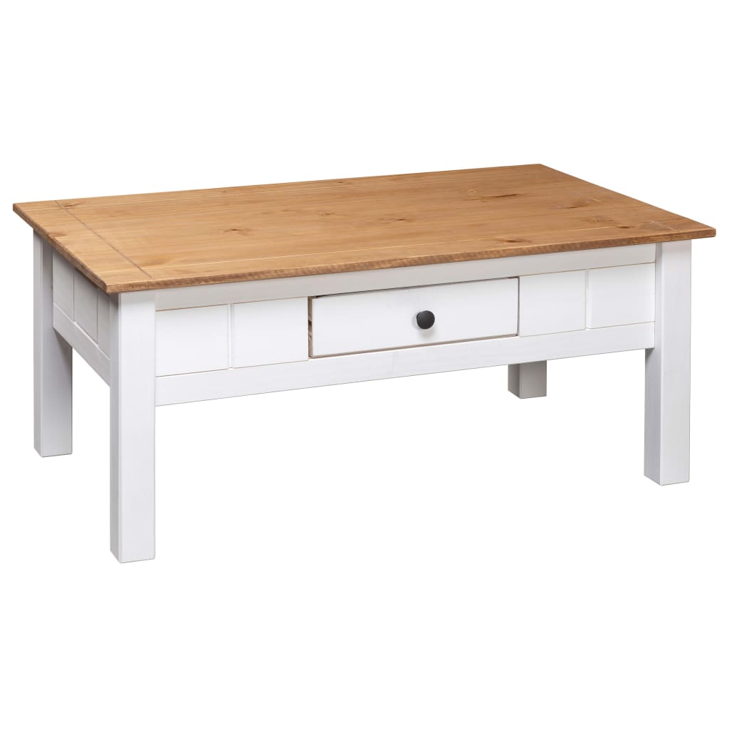 vidaXL Coffee Table Sofa End Table with Drawer Solid Wood Pine Panama Range-4