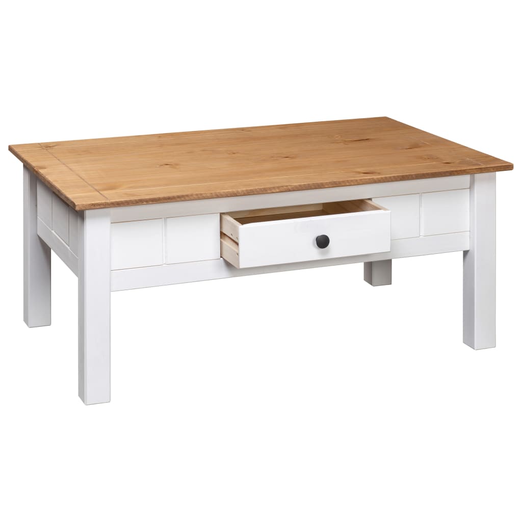 vidaXL Coffee Table Sofa End Table with Drawer Solid Wood Pine Panama Range-8