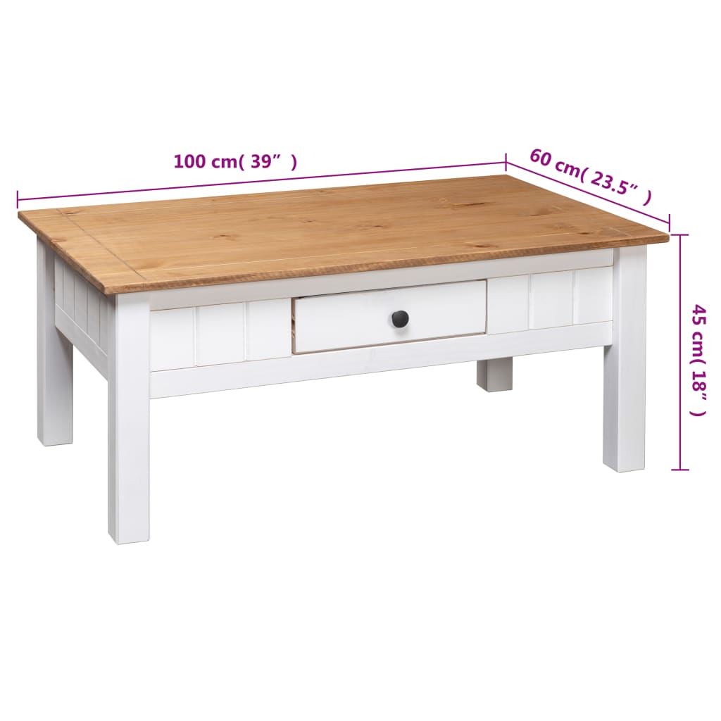 vidaXL Coffee Table Sofa End Table with Drawer Solid Wood Pine Panama Range-12