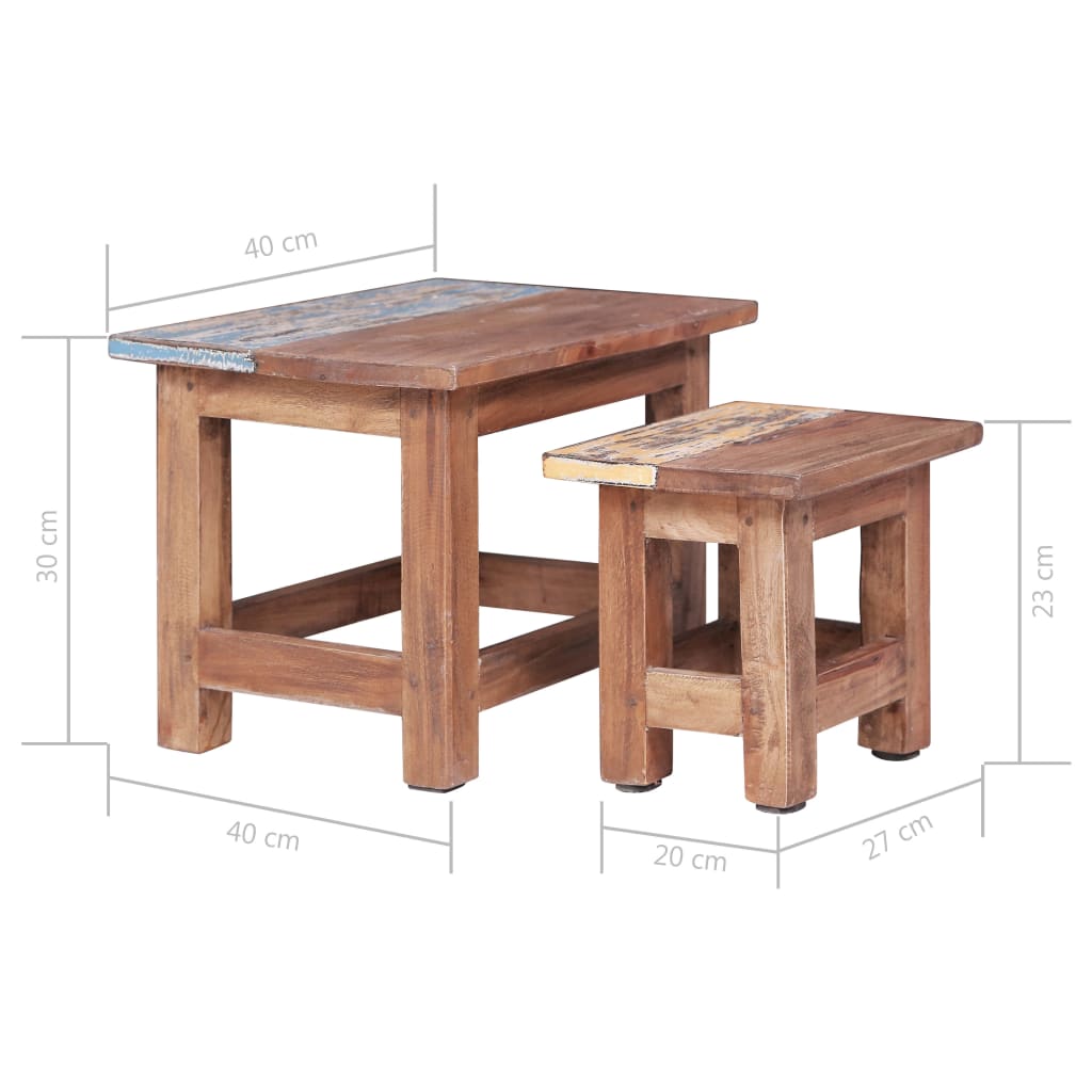 vidaXL Nesting Tables 2 pcs Solid Reclaimed Wood-5
