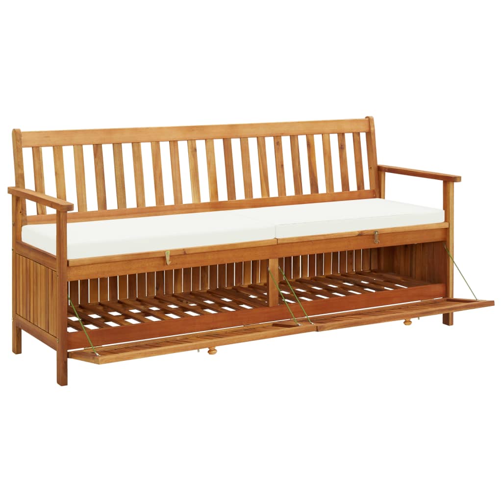 vidaXL Storage Bench with Cushion 66.9" Solid Acacia Wood-1