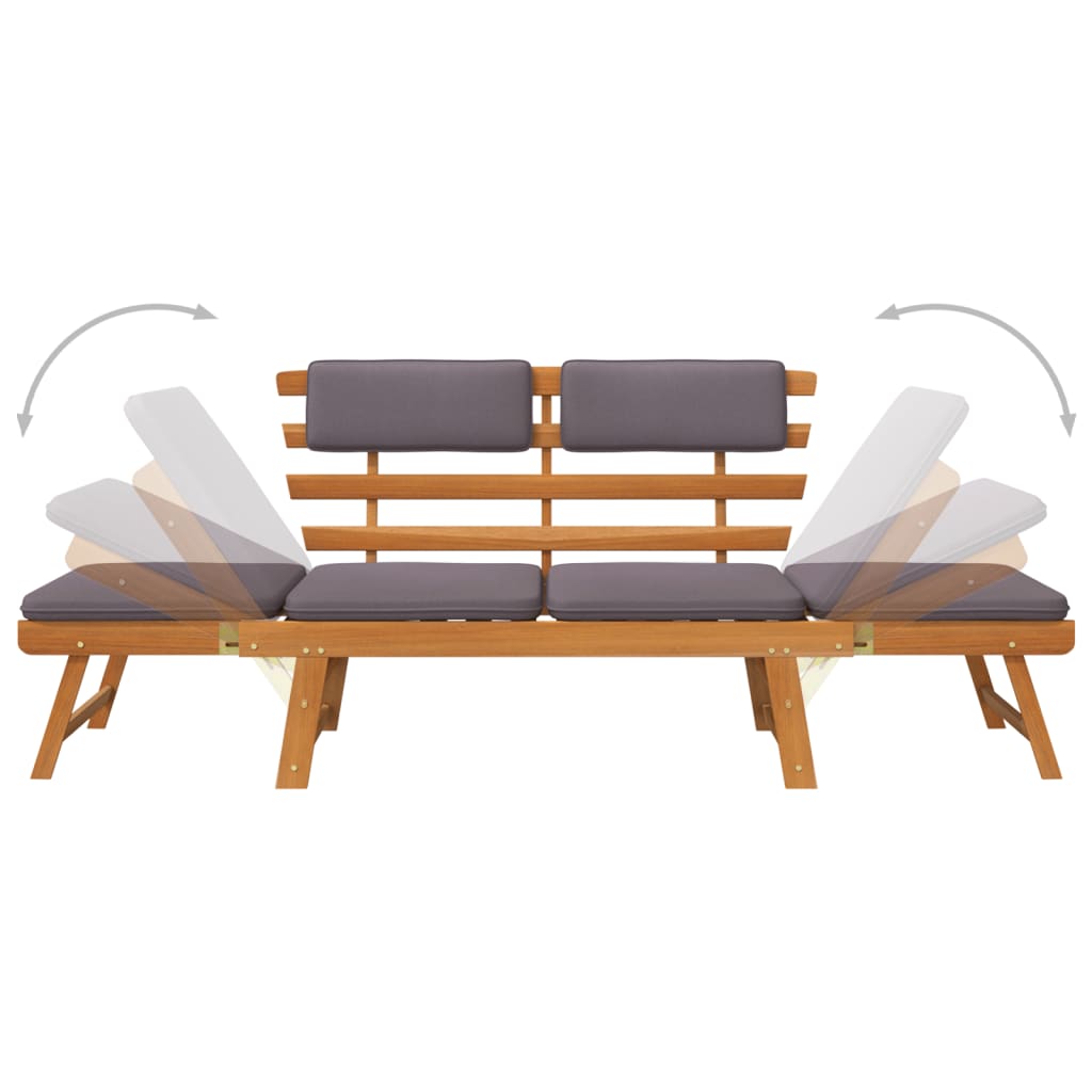 vidaXL Patio Bench Outdoor Garden Bench with Cushions 2-in-1 Solid Wood Acacia-39