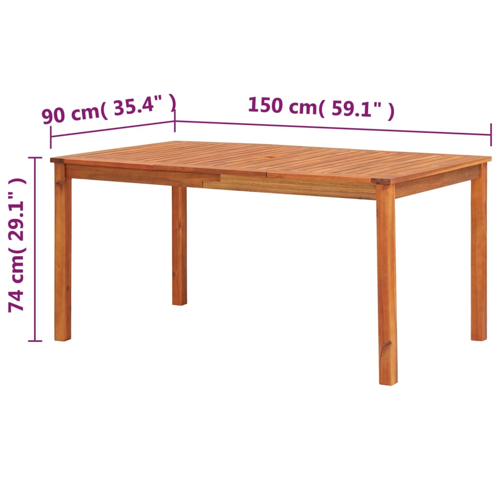 vidaXL Patio Table Outdoor Dining Table with Umbrella Hole Solid Acacia Wood-16