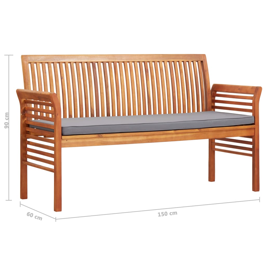 vidaXL Outdoor Patio Bench 2-Seater Patio Bench with Cushion Solid Wood Acacia-18