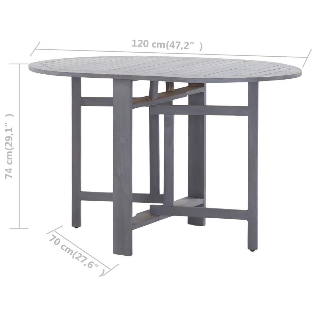 vidaXL Patio Table Gray 47.2"x27.6"x29.1" Solid Acacia Wood-7