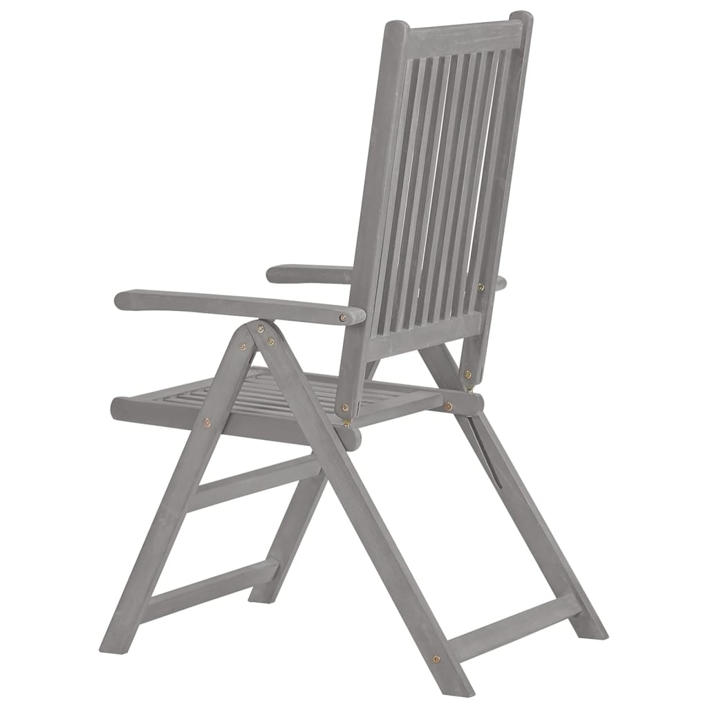 vidaXL Outdoor Recliner Chairs Patio Reclining Chair Gray Solid Wood Acacia-25