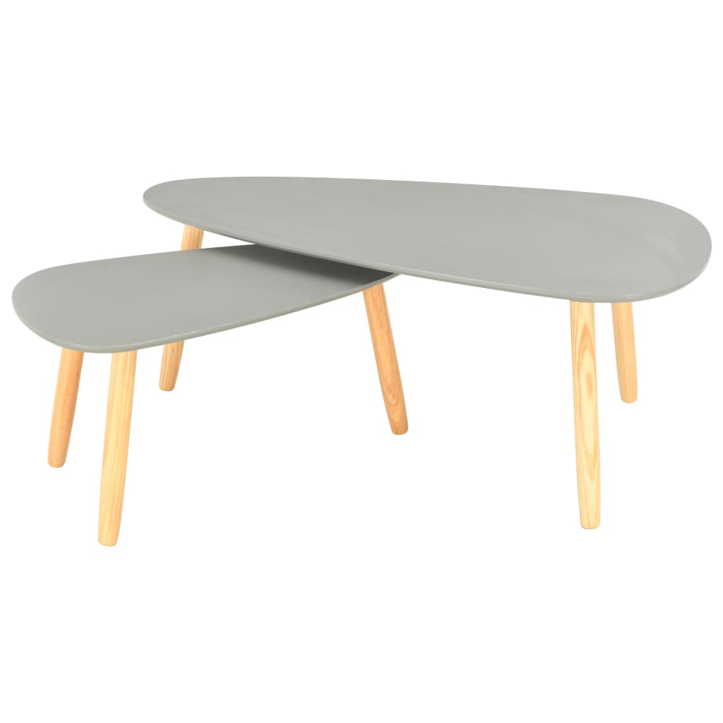 vidaXL Coffee Table Set 2 Piece End Table Side Sofa Table Solid Wood Pine-2
