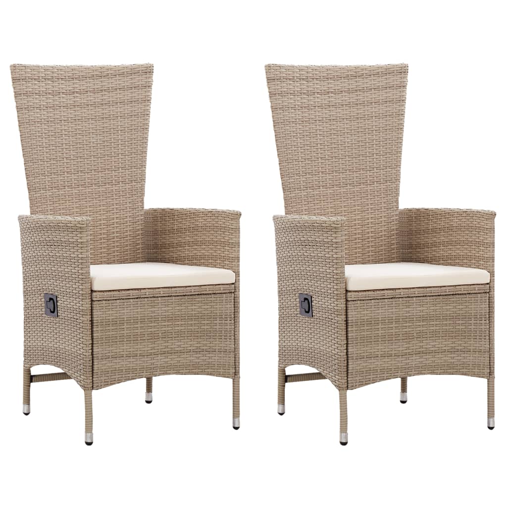 vidaXL Patio Chairs 2 Pcs Patio Rattan Dining Chair with Cushions Poly Rattan-8