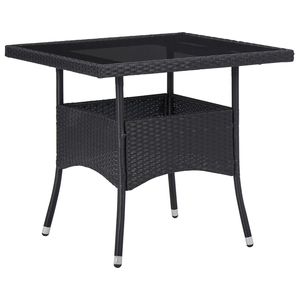 vidaXL Outdoor Dining Table Garden Porch Patio Table with Glass Top PE Rattan-3