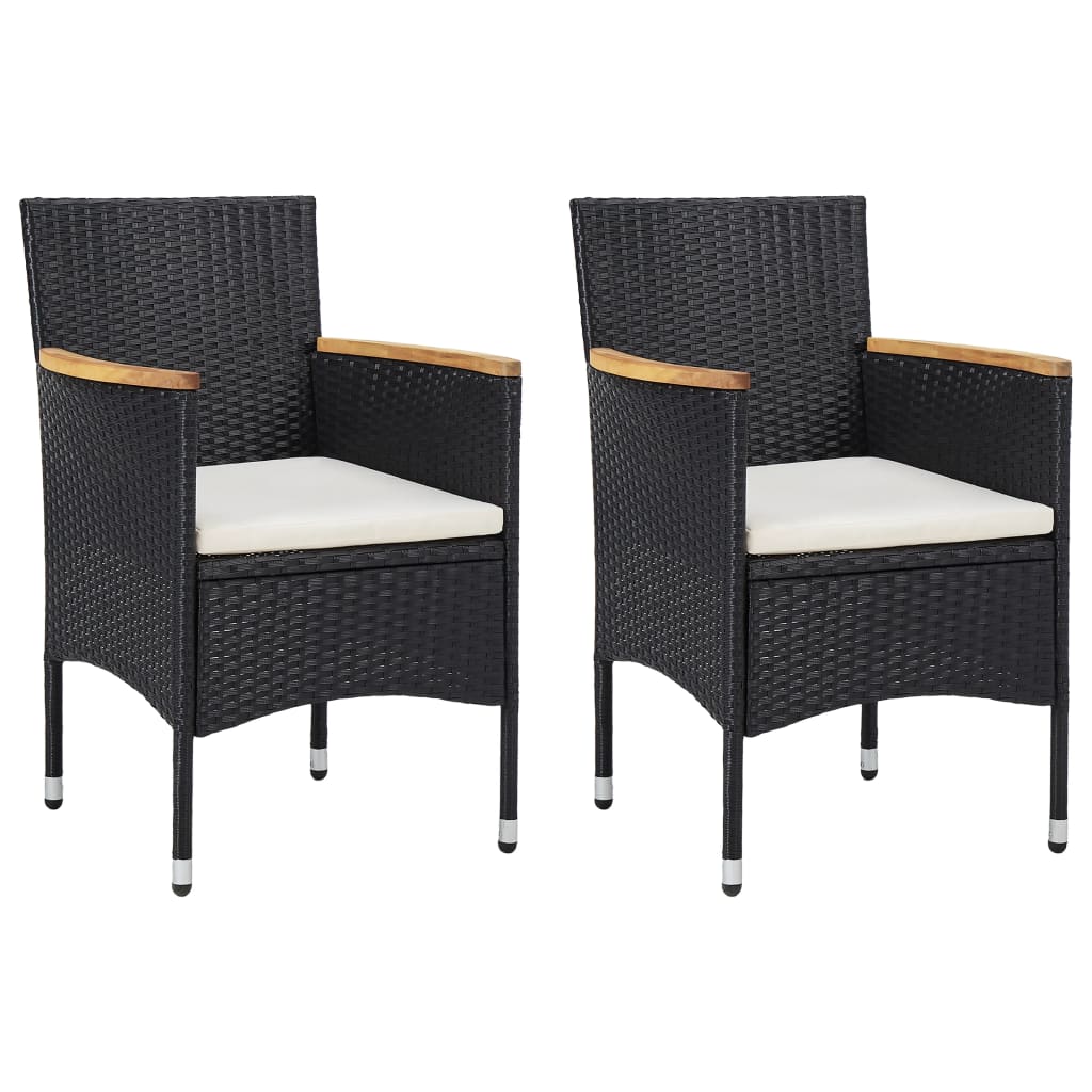 vidaXL Patio Dining Chairs 2 pcs Poly Rattan Black-0