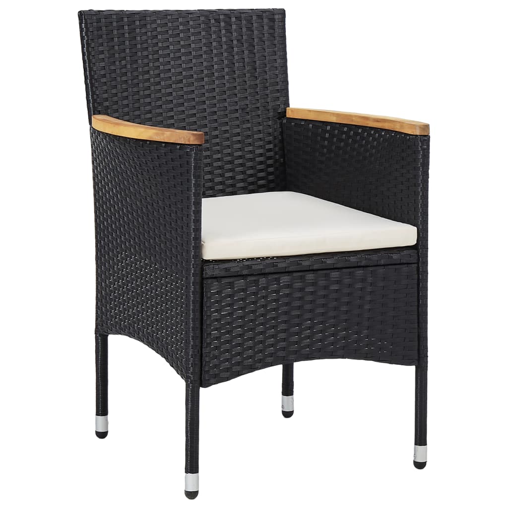 vidaXL Patio Dining Chairs 2 pcs Poly Rattan Black-1